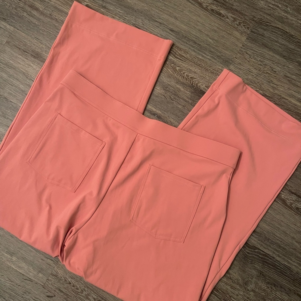 Halara | Pink Pull On Trousers Patch Pockets High Waisted Stretch Button Front - Picture 5 of 5